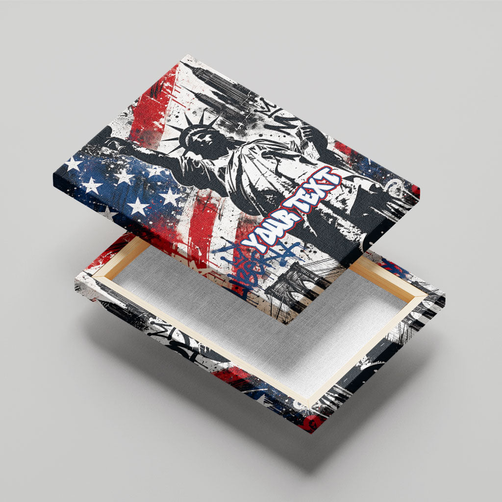 Personalized New York Statue Of Liberty Canvas Wall Art Grunge Street Art NYC Skyline American Pride