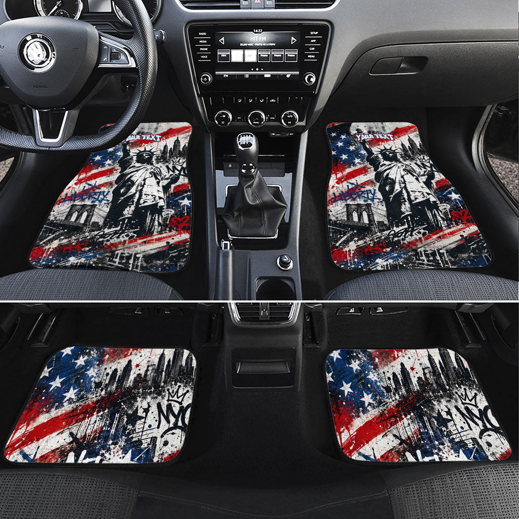 Personalized New York Statue Of Liberty Car Mats Grunge Street Art NYC Skyline American Pride