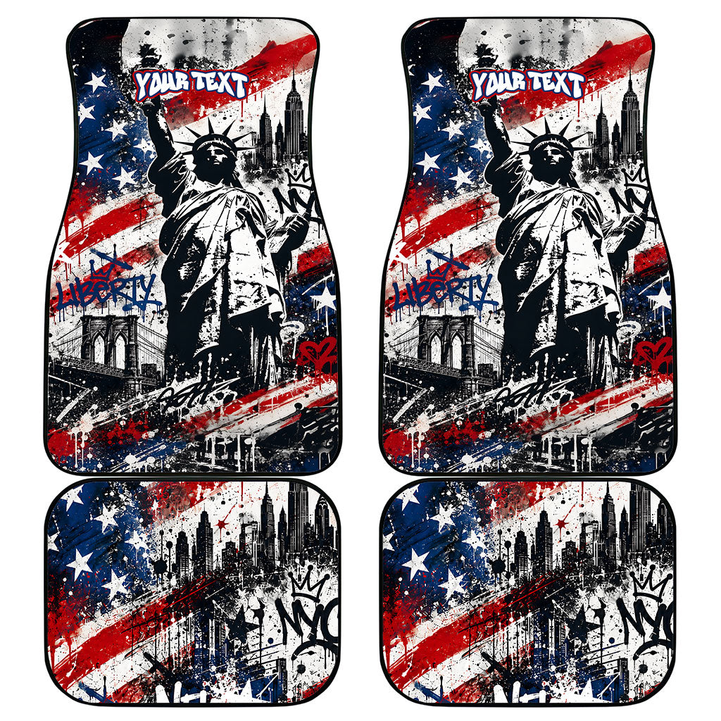 Personalized New York Statue Of Liberty Car Mats Grunge Street Art NYC Skyline American Pride