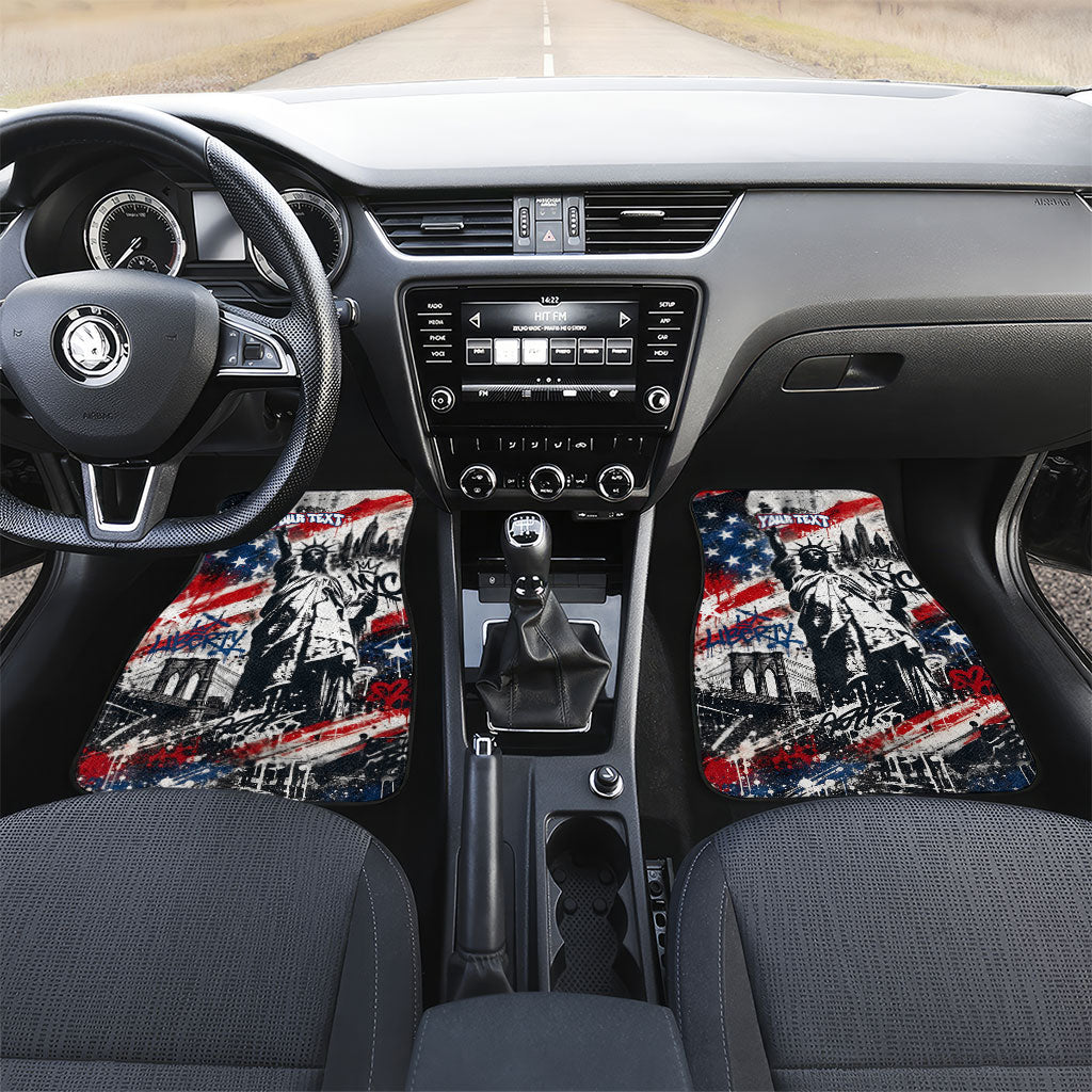 Personalized New York Statue Of Liberty Car Mats Grunge Street Art NYC Skyline American Pride