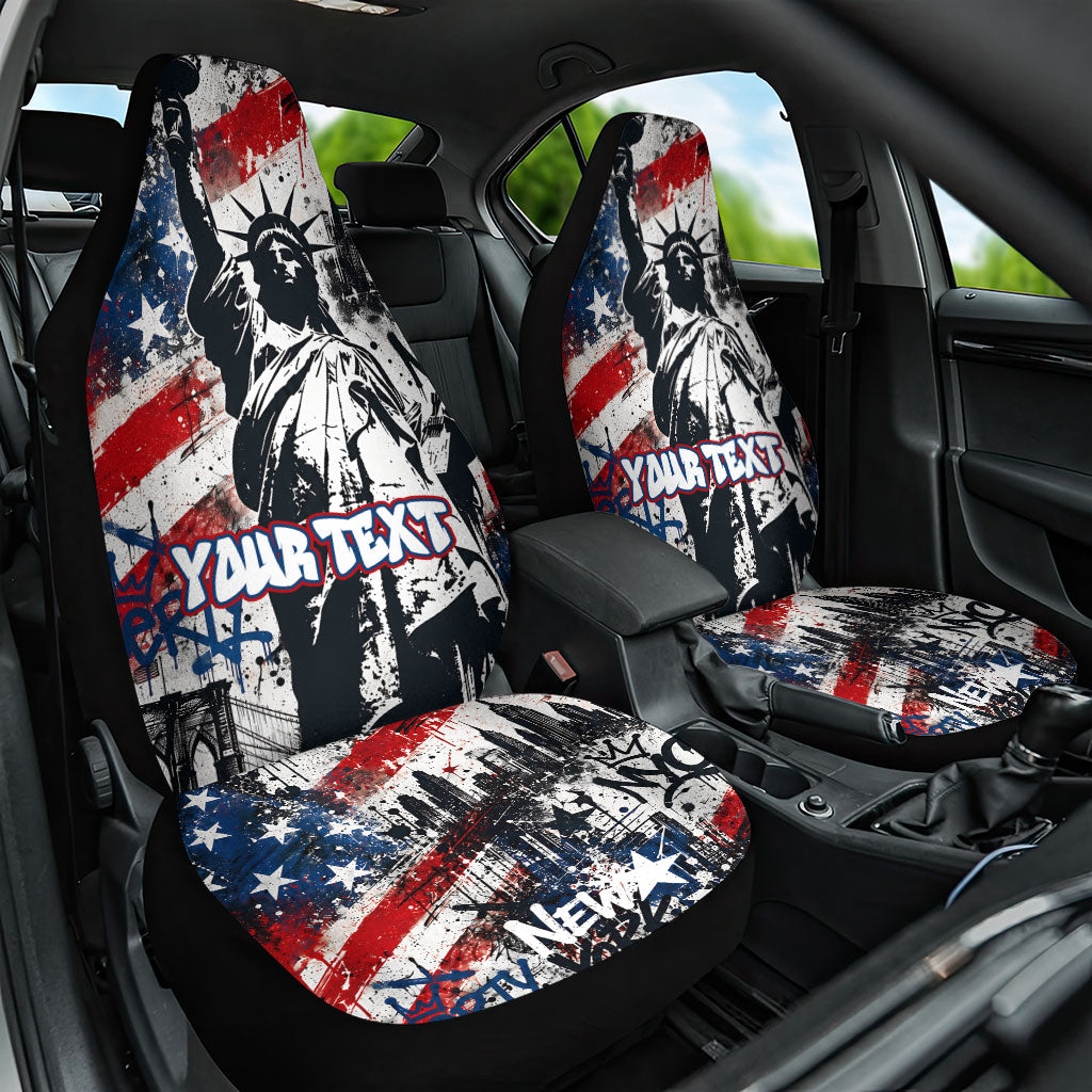 Personalized New York Statue Of Liberty Car Seat Cover Grunge Street Art NYC Skyline American Pride