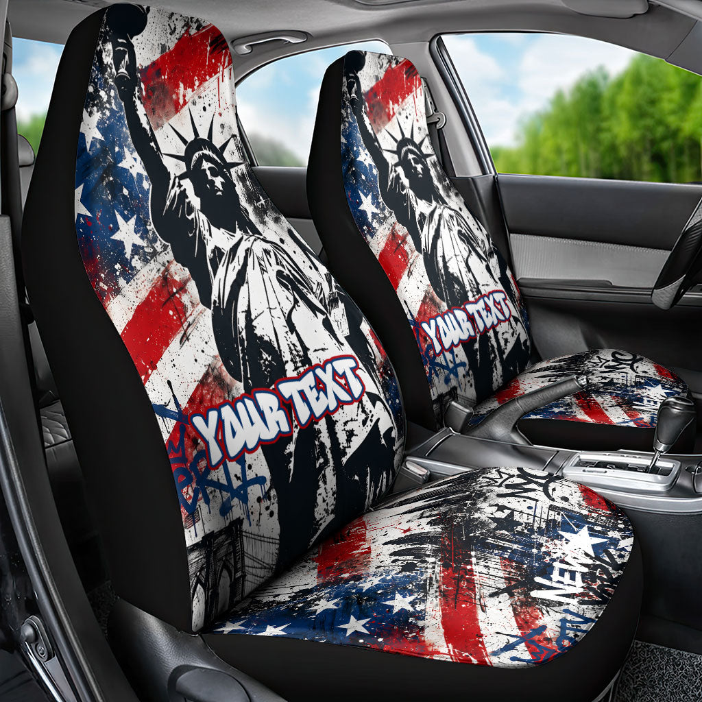 Personalized New York Statue Of Liberty Car Seat Cover Grunge Street Art NYC Skyline American Pride