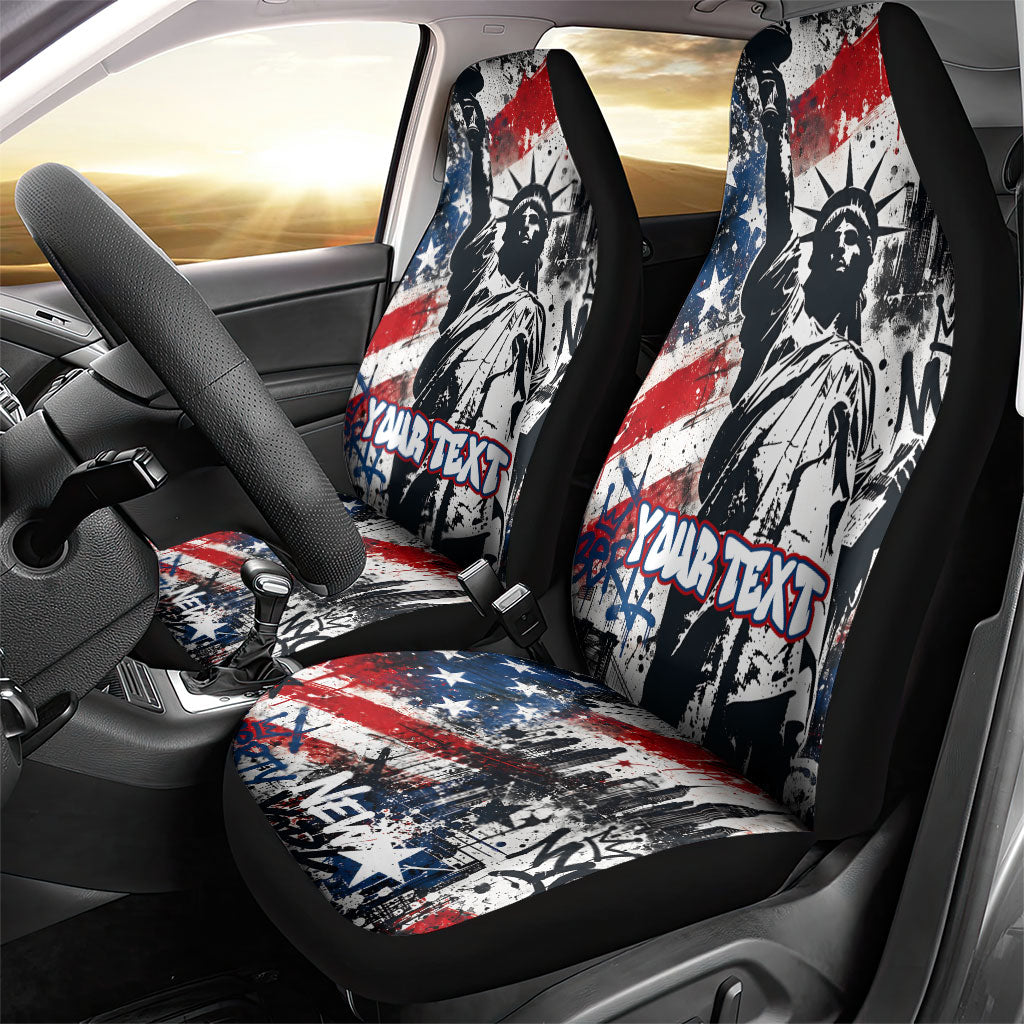 Personalized New York Statue Of Liberty Car Seat Cover Grunge Street Art NYC Skyline American Pride