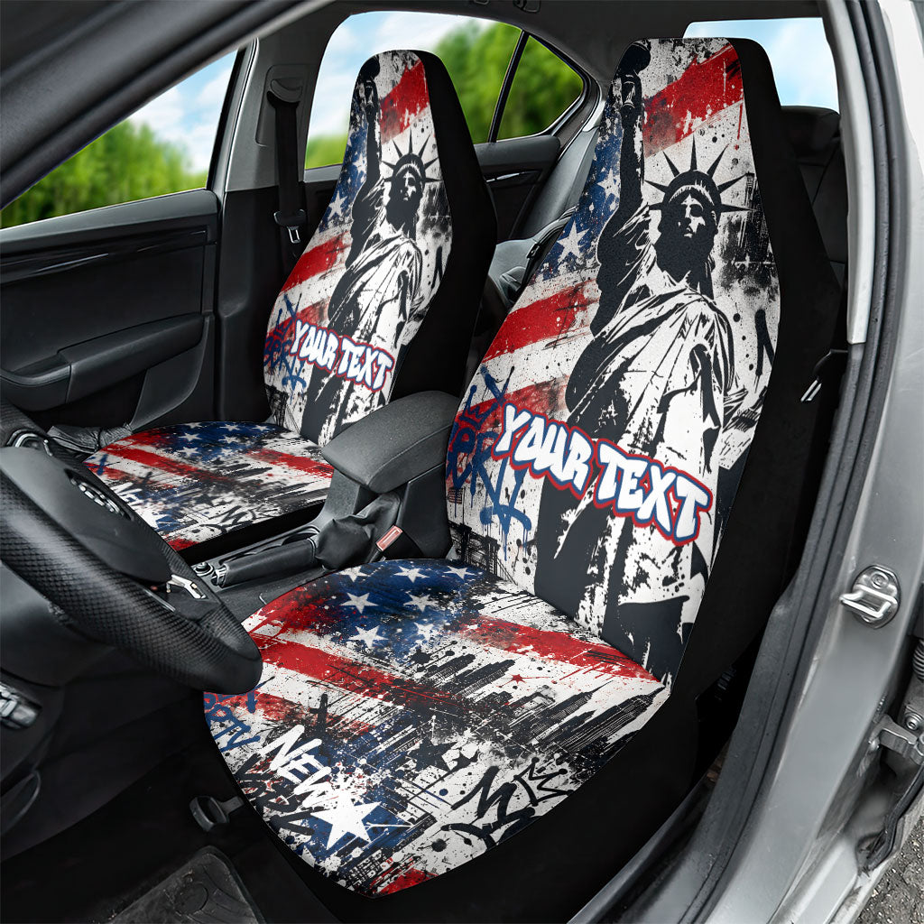 Personalized New York Statue Of Liberty Car Seat Cover Grunge Street Art NYC Skyline American Pride