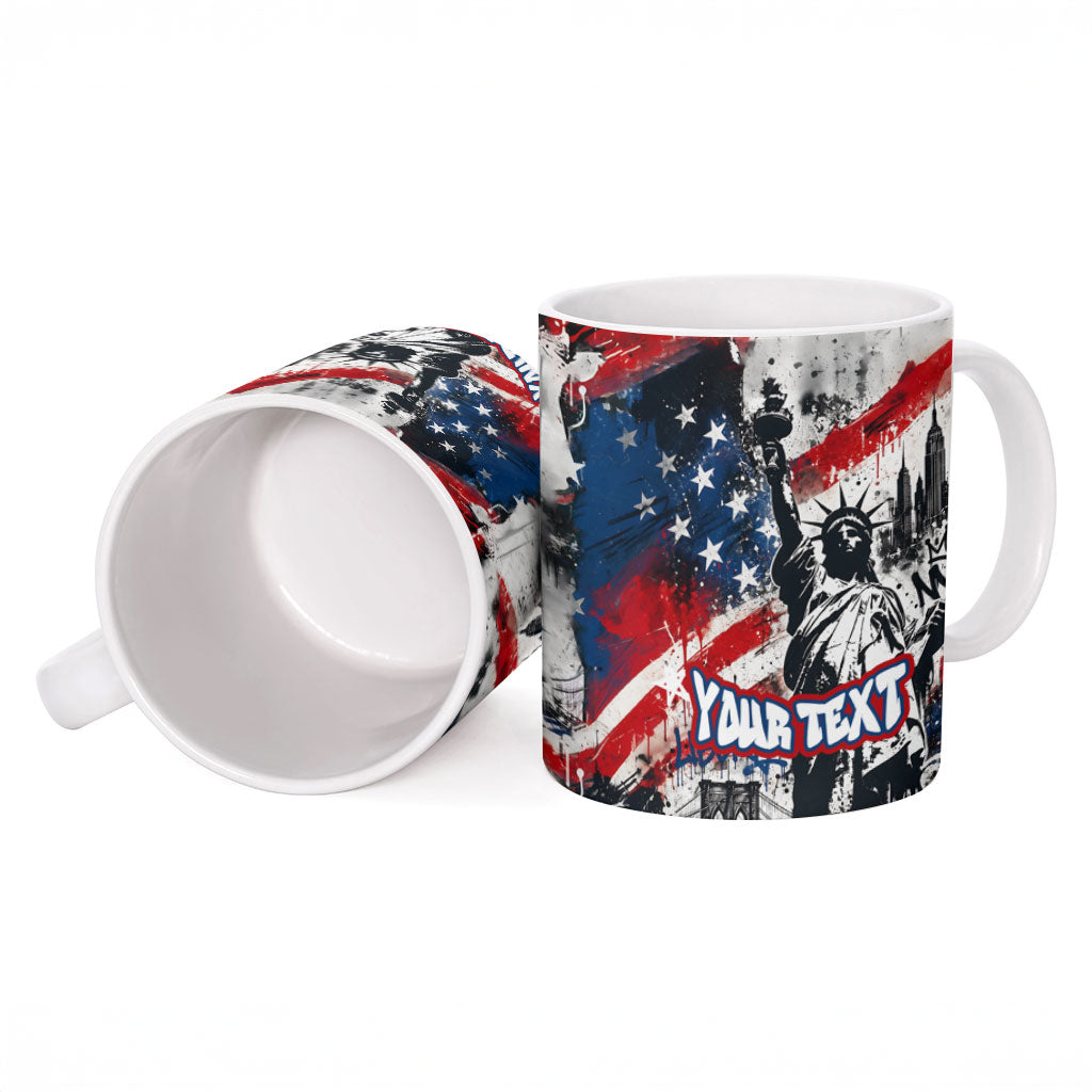 Personalized New York Statue Of Liberty Ceramic Mug Grunge Street Art NYC Skyline American Pride