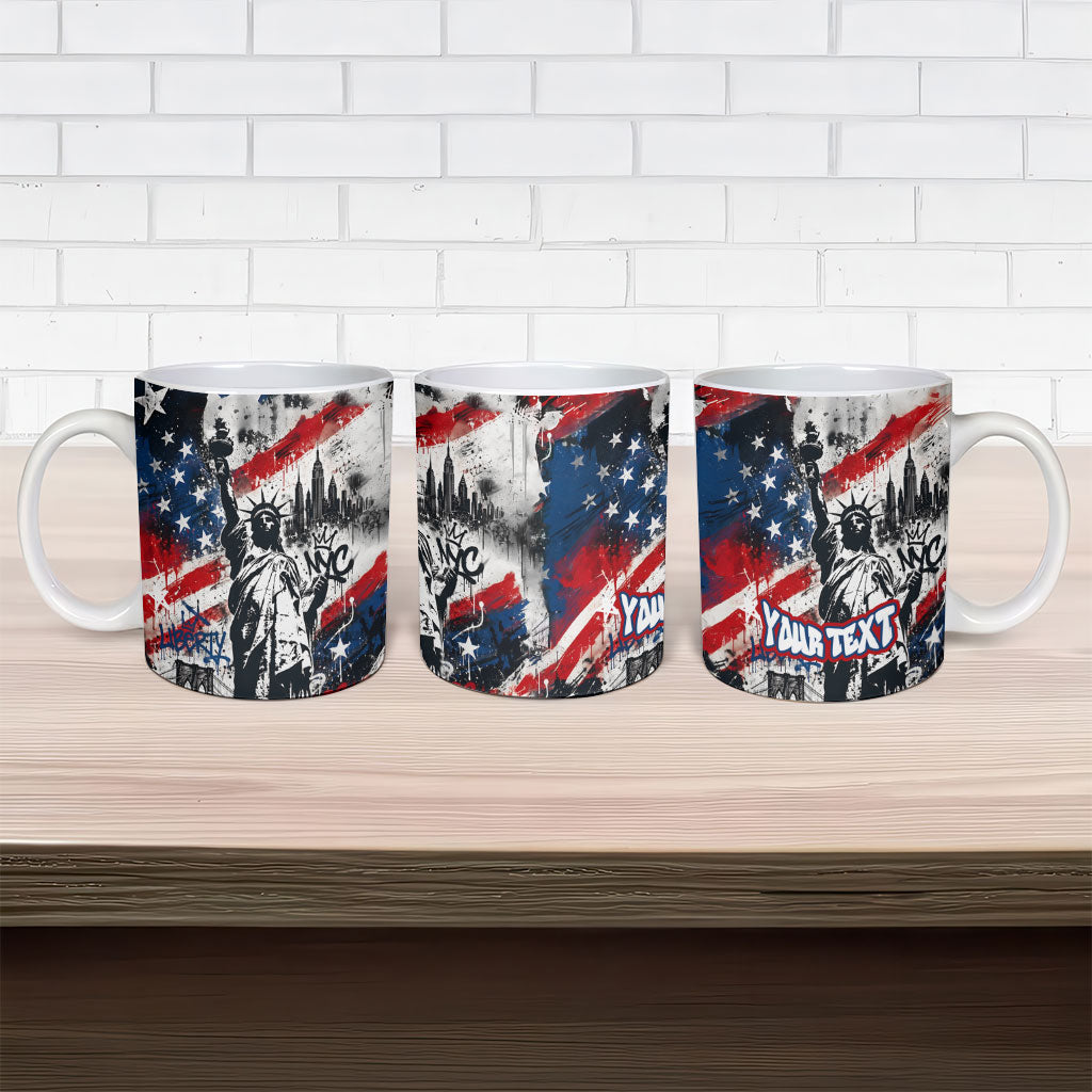 Personalized New York Statue Of Liberty Ceramic Mug Grunge Street Art NYC Skyline American Pride