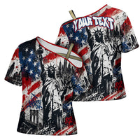 Personalized New York Statue Of Liberty Cross Shoulder Shirt Grunge Street Art NYC Skyline American Pride