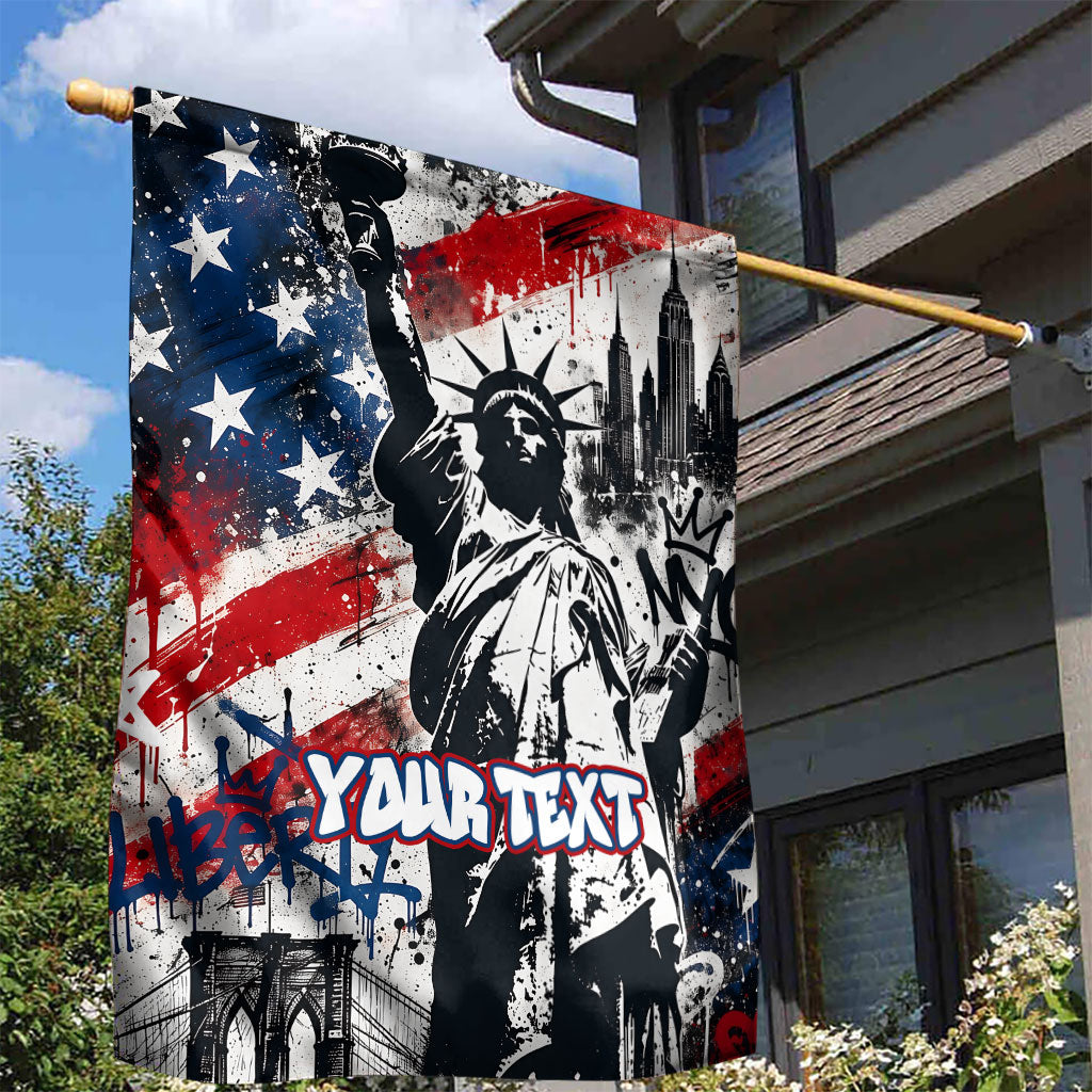 Personalized New York Statue Of Liberty Garden Flag Grunge Street Art NYC Skyline American Pride