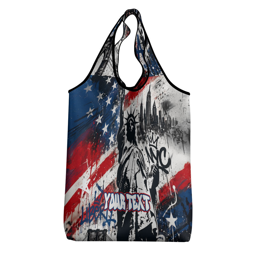 Personalized New York Statue Of Liberty Grocery Bag Grunge Street Art NYC Skyline American Pride