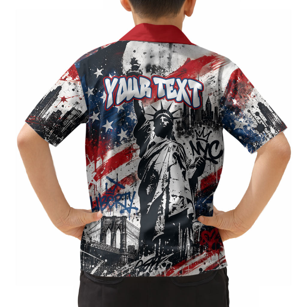 Personalized New York Statue Of Liberty Hawaiian Shirt Grunge Street Art NYC Skyline American Pride