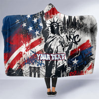 Personalized New York Statue Of Liberty Hooded Blanket Grunge Street Art NYC Skyline American Pride