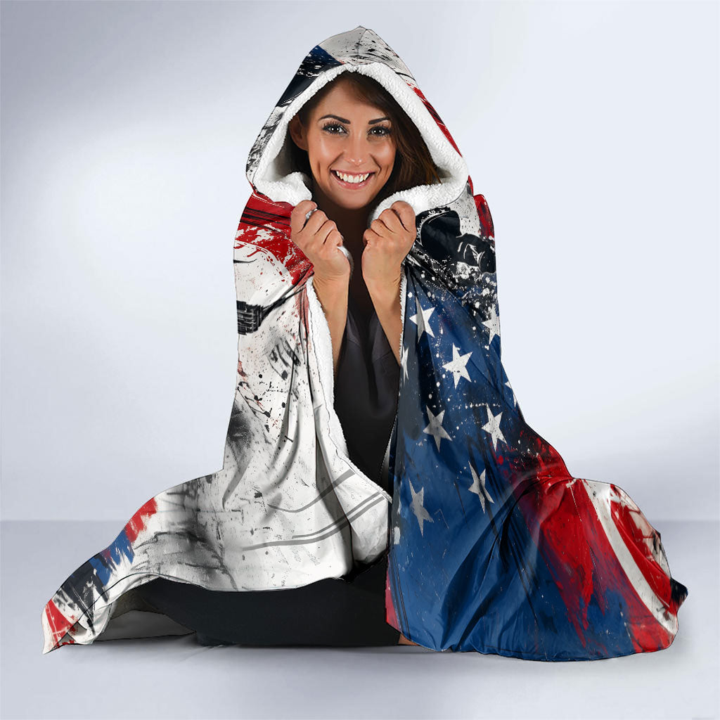 Personalized New York Statue Of Liberty Hooded Blanket Grunge Street Art NYC Skyline American Pride