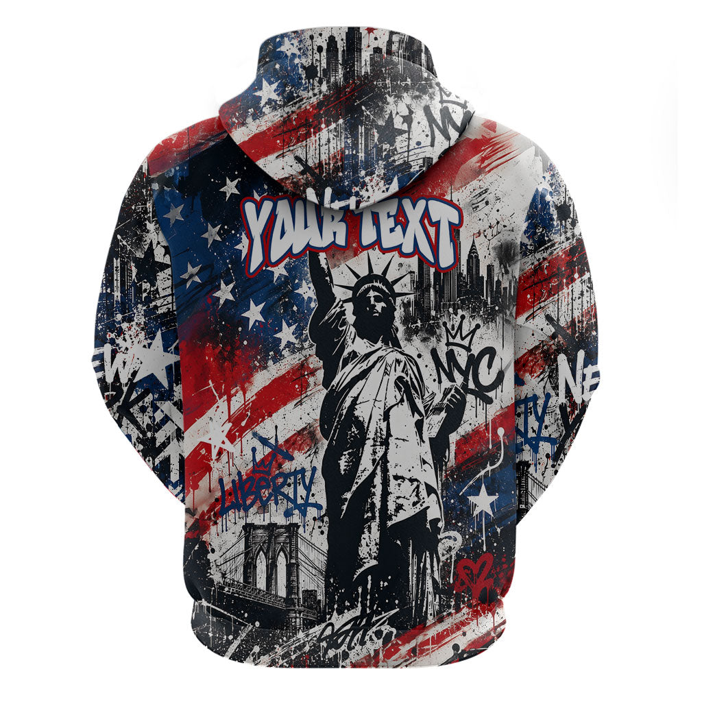 Personalized New York Statue Of Liberty Hoodie Grunge Street Art NYC Skyline American Pride