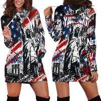 Personalized New York Statue Of Liberty Hoodie Dress Grunge Street Art NYC Skyline American Pride