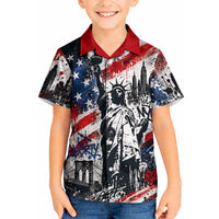 Personalized New York Statue Of Liberty Kid Hawaiian Shirt Grunge Street Art NYC Skyline American Pride