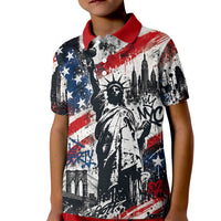 Personalized New York Statue Of Liberty Kid Polo Shirt Grunge Street Art NYC Skyline American Pride