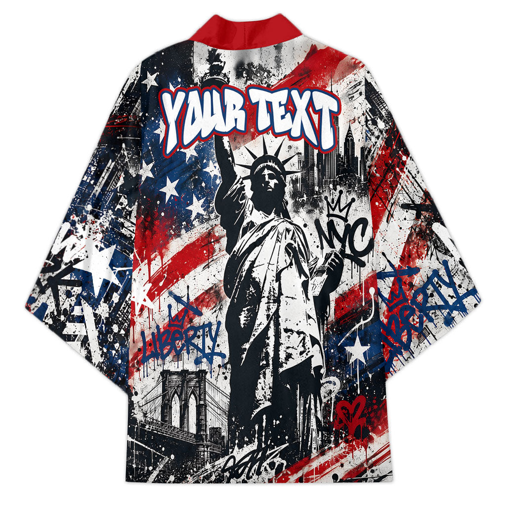 Personalized New York Statue Of Liberty Kimono Grunge Street Art NYC Skyline American Pride