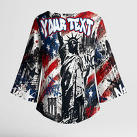 Personalized New York Statue Of Liberty Kimono Sleeve Blouse Grunge Street Art NYC Skyline American Pride