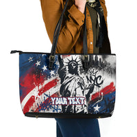 Personalized New York Statue Of Liberty Leather Tote Bag Grunge Street Art NYC Skyline American Pride
