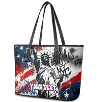Personalized New York Statue Of Liberty Leather Tote Bag Grunge Street Art NYC Skyline American Pride