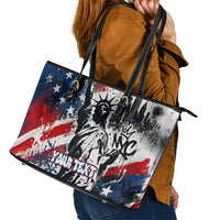 Personalized New York Statue Of Liberty Leather Tote Bag Grunge Street Art NYC Skyline American Pride