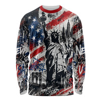 Personalized New York Statue Of Liberty Long Sleeve Shirt Grunge Street Art NYC Skyline American Pride