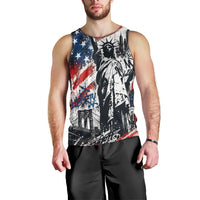 Personalized New York Statue Of Liberty Men Tank Top Grunge Street Art NYC Skyline American Pride