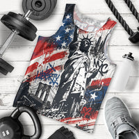 Personalized New York Statue Of Liberty Men Tank Top Grunge Street Art NYC Skyline American Pride