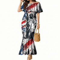 Personalized New York Statue Of Liberty Mermaid Dress Grunge Street Art NYC Skyline American Pride