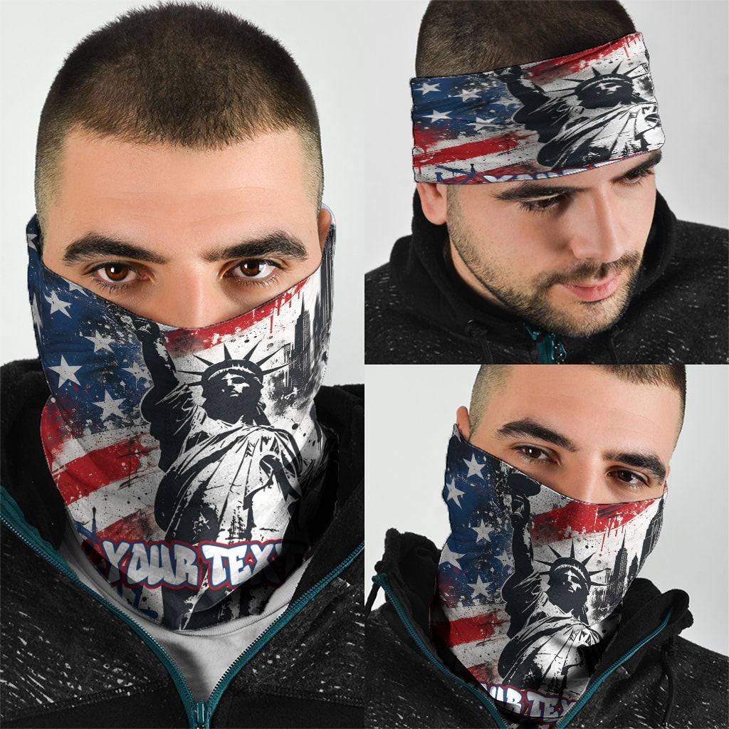 Personalized New York Statue Of Liberty Neck Gaiter Grunge Street Art NYC Skyline American Pride