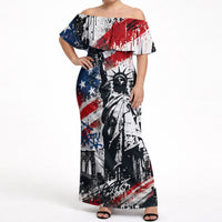 Personalized New York Statue Of Liberty Off Shoulder Maxi Dress Grunge Street Art NYC Skyline American Pride