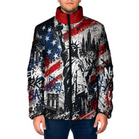 Personalized New York Statue Of Liberty Padded Jacket Grunge Street Art NYC Skyline American Pride