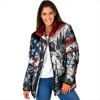 Personalized New York Statue Of Liberty Padded Jacket Grunge Street Art NYC Skyline American Pride