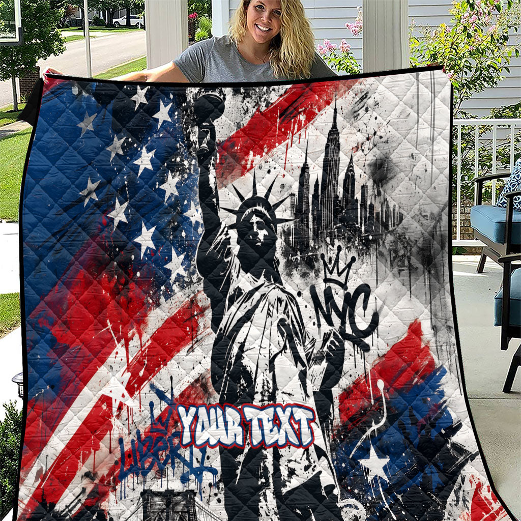 Personalized New York Statue Of Liberty Quilt Grunge Street Art NYC Skyline American Pride