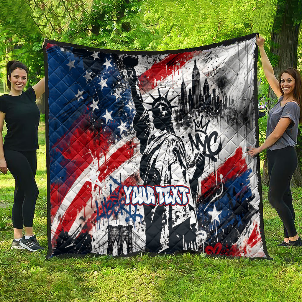 Personalized New York Statue Of Liberty Quilt Grunge Street Art NYC Skyline American Pride