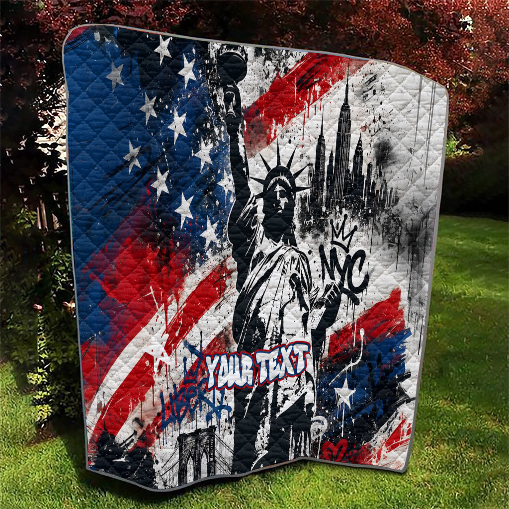 Personalized New York Statue Of Liberty Quilt Grunge Street Art NYC Skyline American Pride