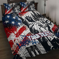 Personalized New York Statue Of Liberty Quilt Bed Set Grunge Street Art NYC Skyline American Pride