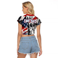Personalized New York Statue Of Liberty Raglan Cropped T Shirt Grunge Street Art NYC Skyline American Pride