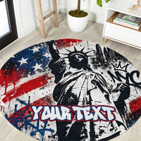 Personalized New York Statue Of Liberty Round Carpet Grunge Street Art NYC Skyline American Pride