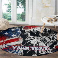 Personalized New York Statue Of Liberty Round Carpet Grunge Street Art NYC Skyline American Pride