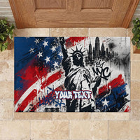 Personalized New York Statue Of Liberty Rubber Doormat Grunge Street Art NYC Skyline American Pride