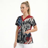 Personalized New York Statue Of Liberty Scrub Top Grunge Street Art NYC Skyline American Pride