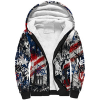 Personalized New York Statue Of Liberty Sherpa Hoodie Grunge Street Art NYC Skyline American Pride