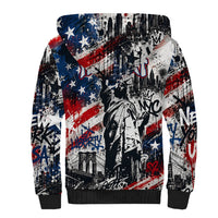 Personalized New York Statue Of Liberty Sherpa Hoodie Grunge Street Art NYC Skyline American Pride