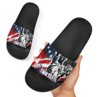 Personalized New York Statue Of Liberty Slide Sandals Grunge Street Art NYC Skyline American Pride