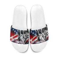 Personalized New York Statue Of Liberty Slide Sandals Grunge Street Art NYC Skyline American Pride