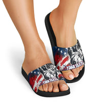 Personalized New York Statue Of Liberty Slide Sandals Grunge Street Art NYC Skyline American Pride