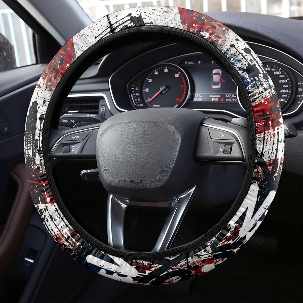 New York Statue Of Liberty Steering Wheel Cover Grunge Street Art NYC Skyline American Pride