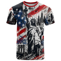 Personalized New York Statue Of Liberty T Shirt Grunge Street Art NYC Skyline American Pride