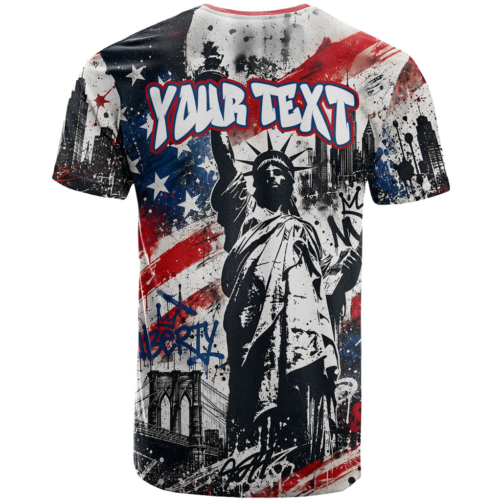 Personalized New York Statue Of Liberty T Shirt Grunge Street Art NYC Skyline American Pride